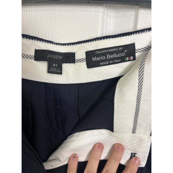 J Crew Italian Linen Blend Wide Leg Pleated Trousers Size 8 Tall Navy Preppy - Picture 3 of 7